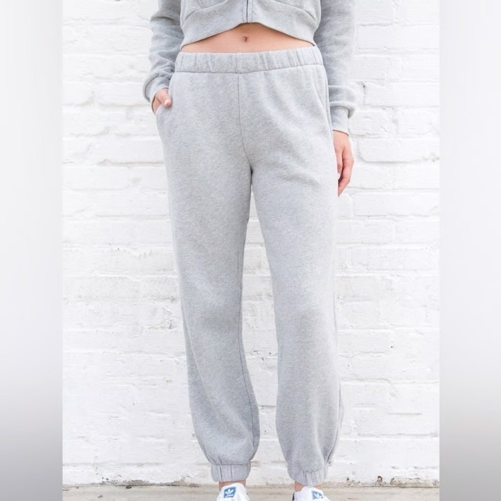 Brandy Melville Rosa Heather Gray Joggers Lounge Pants Pockets Y2K Cozy Fit